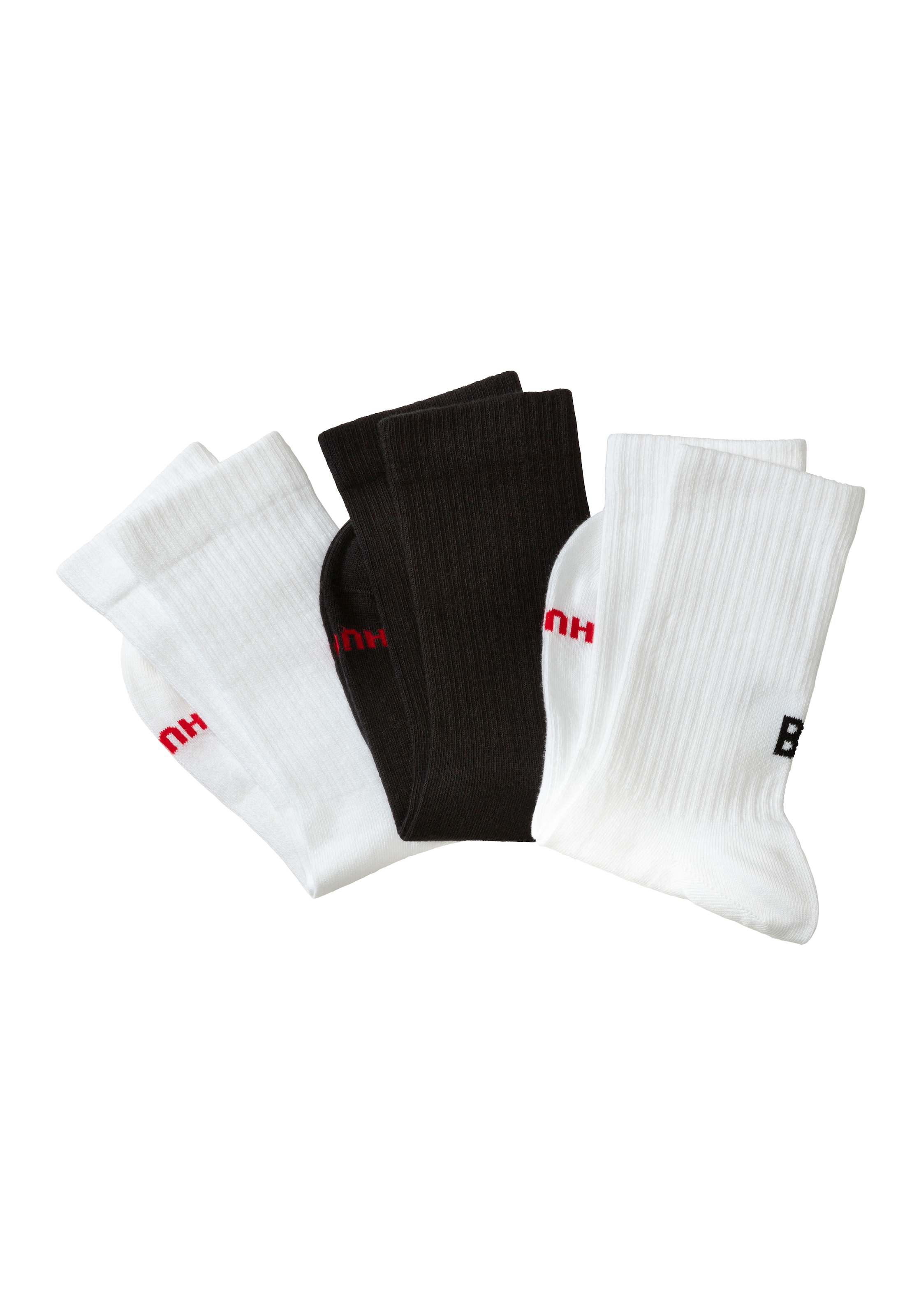 HUGO Underwear Freizeitsocken »3P QS MESSAGES CC« Packung, 3er Pack, 3 Paar tlg. mit Logoschriftzug