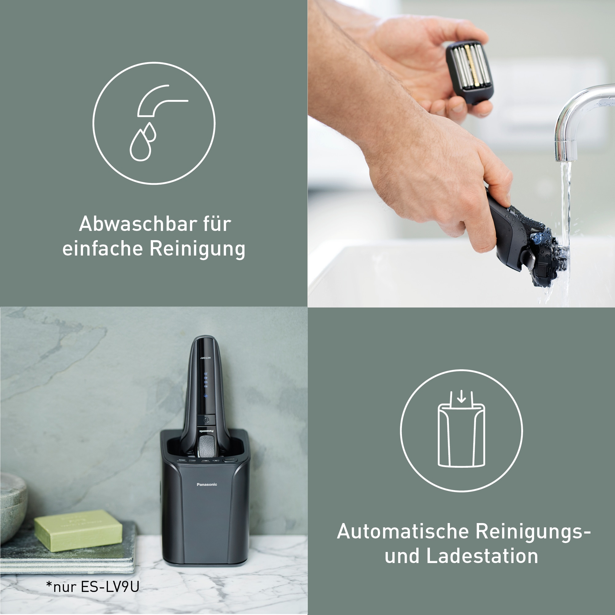 Panasonic Elektrorasierer »Series 900 Premium Rasierer ES-LV9U« Reinigungsstation Langhaartrimmer