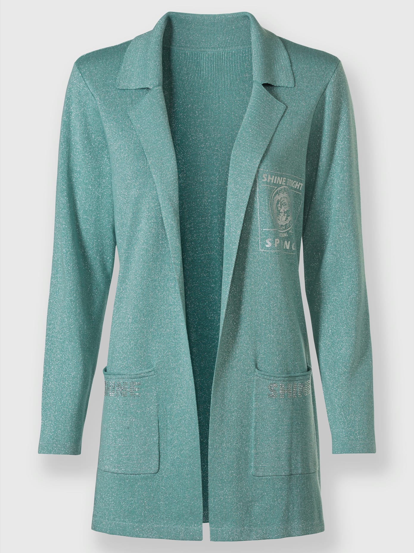 Veste en tricot fil argenté brillant couleur argenté
