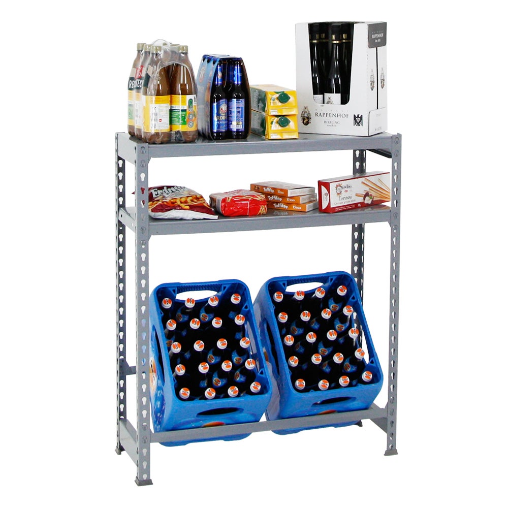 PROREGAL Drankkratplank, Camel-stijl, met opbergplank, HxBxD 100 x 80 x 30 cm, Grijs