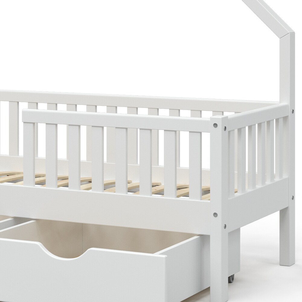 VitaliSpa Hausbett Kinderbett Spielbett Noemi 70x140cm Schubladen Rausfallschutz