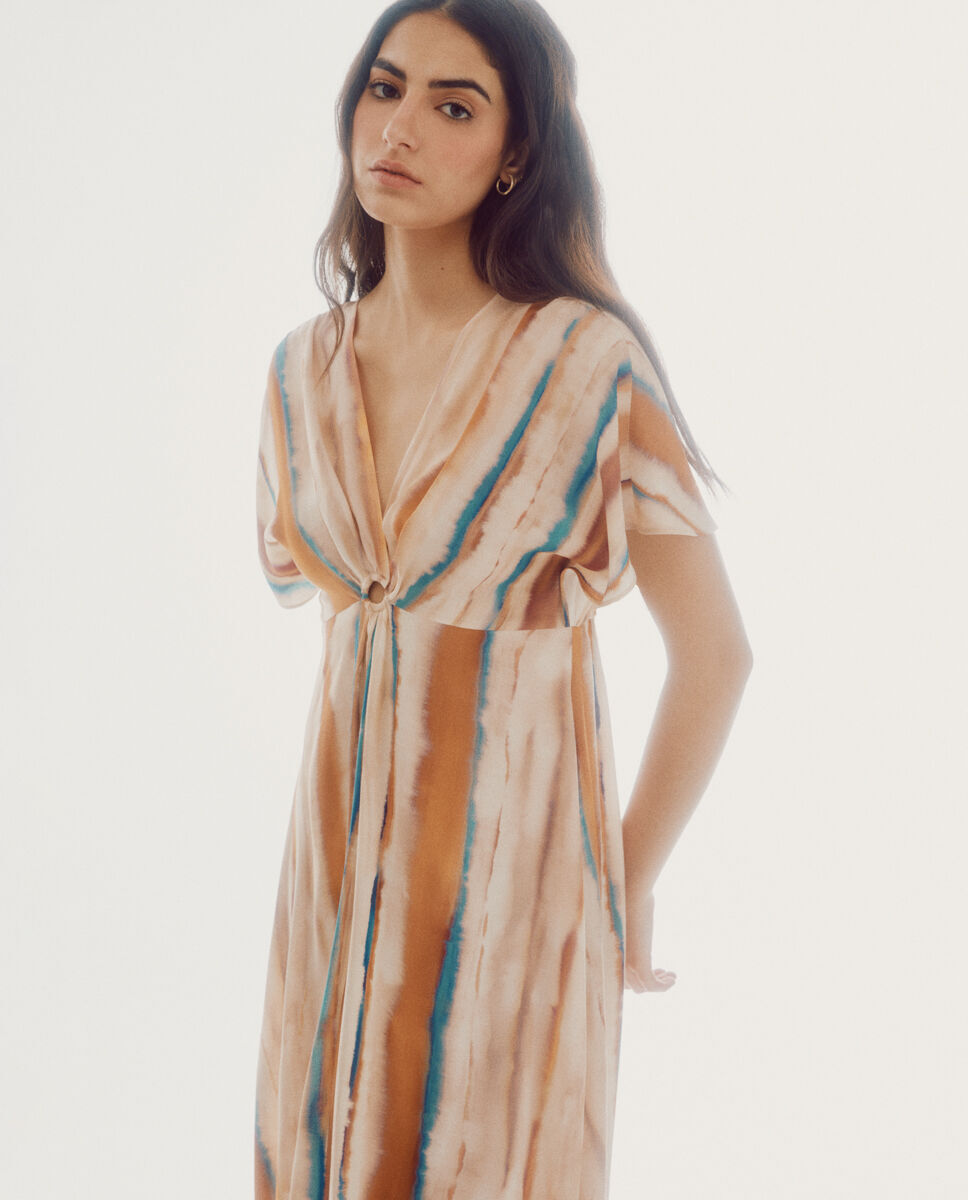 Vestido com estampa tie-dye - Estampa branca