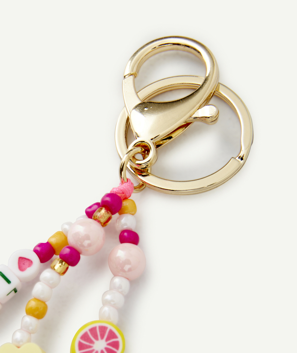 PORTE-CLÉS FILLE AVEC PERLES COLORÉES ET MESSAGE