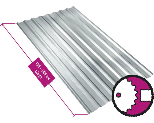 PRECIT trapeziumvormige dakbaan met anticondensvlies W20LV, verzinkt, vaste breedte 1135 mm x dikte 0,5 mm (verkocht per meter van 150 tot max. 900 cm)