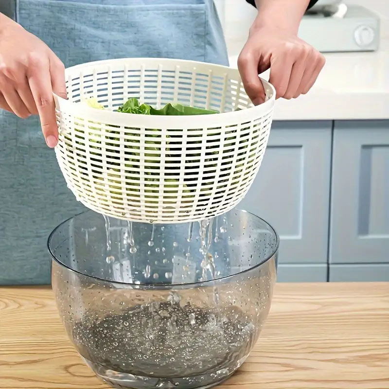 (Ø26cm) Salatschleuder Obst / Gemüse Waschkorb Pumpschleuder Küchen Zubehör - Weiss