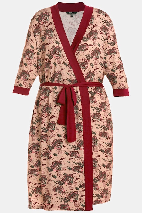 Kimono, gemustert, offene Form, Schalkragen, Langarm