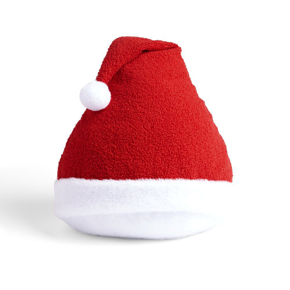 Coussin forme bonnet de Noël rouge et blanc Ø30cm