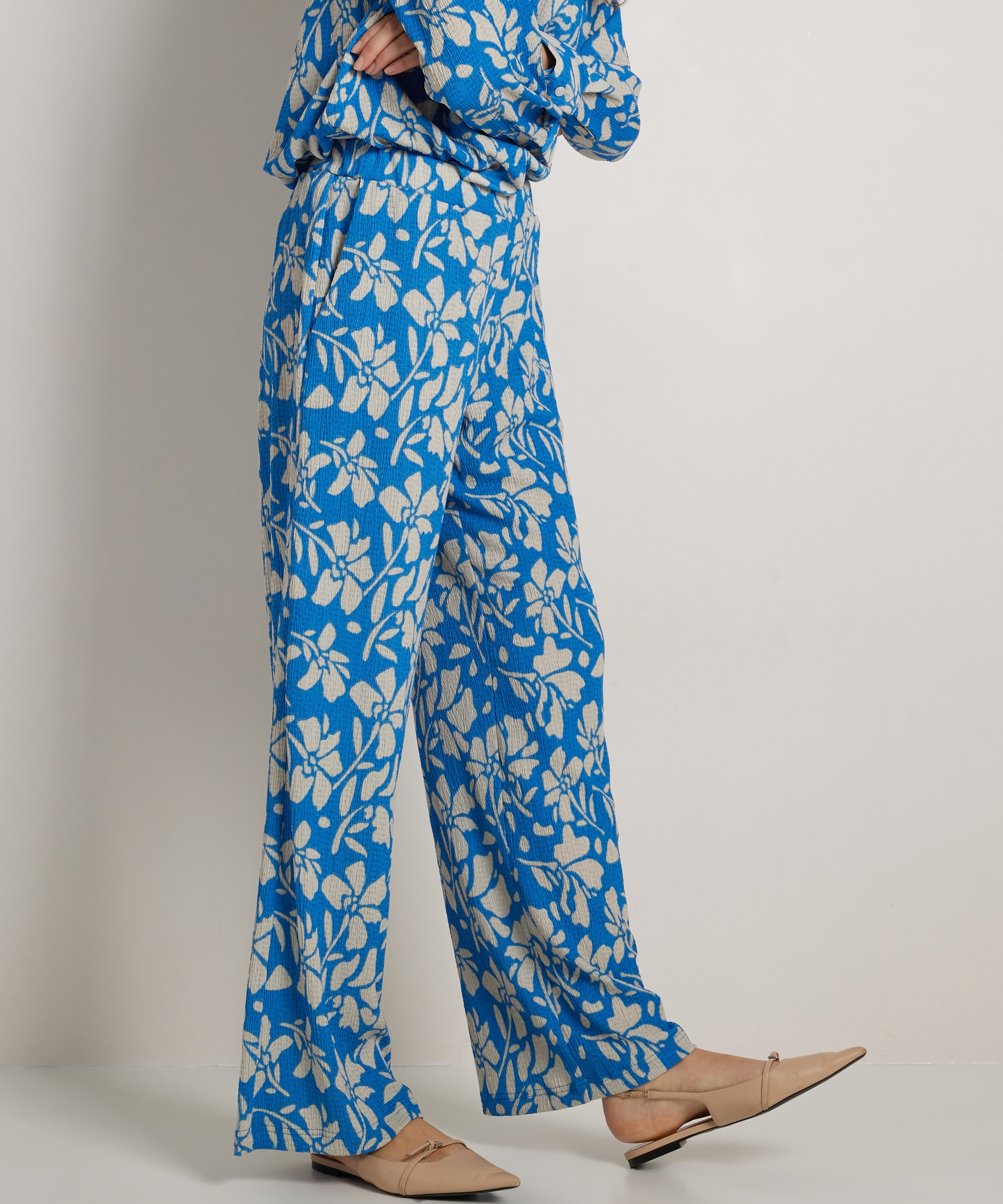 wide fit broek met bloemenprint