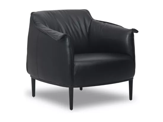 Fauteuil en cuir KLUM - Noir