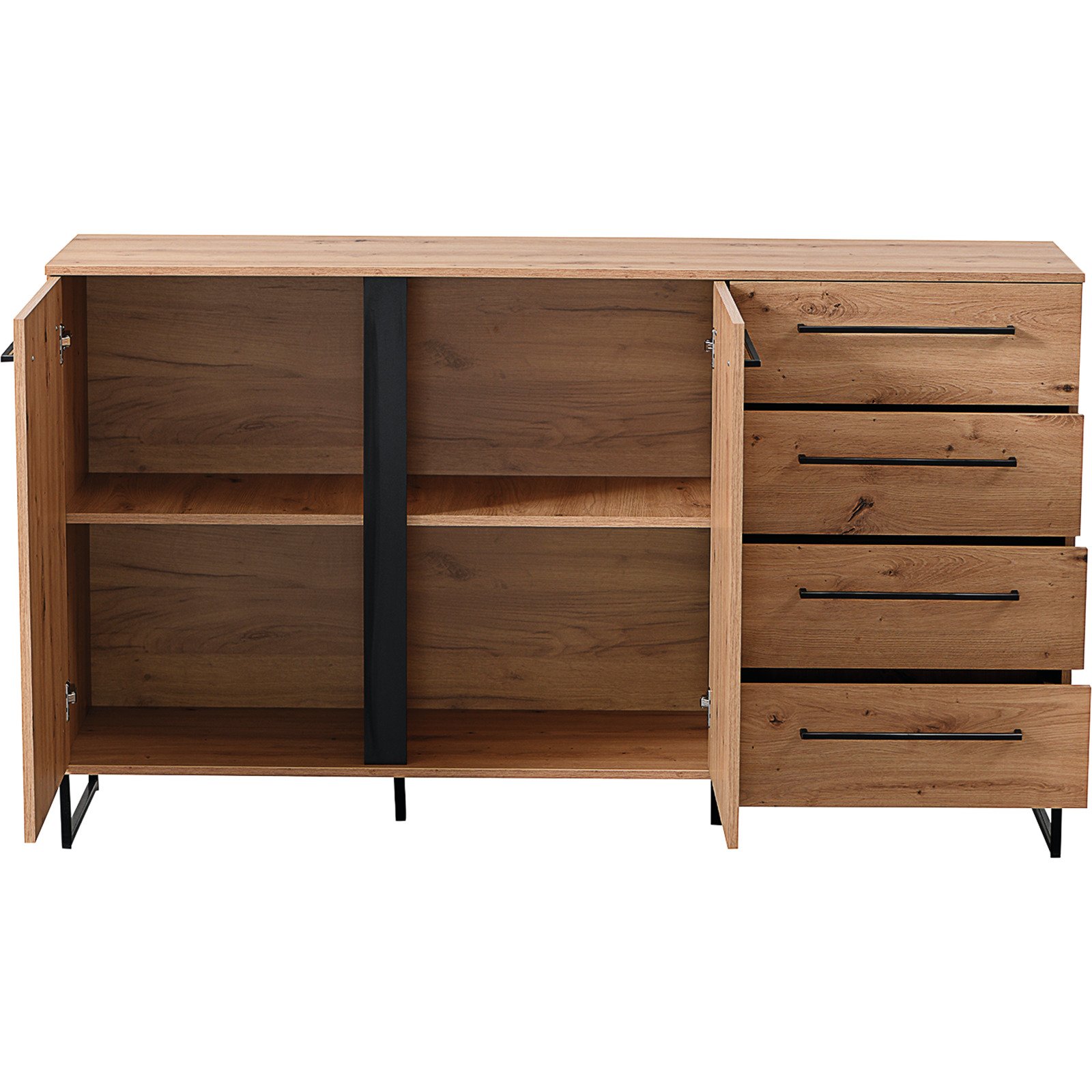 Sideboard Sardinia Melamin Artisan schwarz 159 x 95 x 42 cm