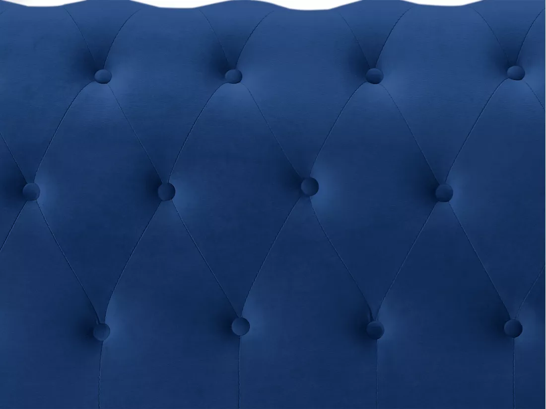 Lit chesterfield 180 x 200 cm - Velours - Bleu roi - TONGERLA