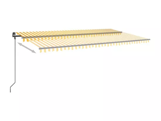 Auvent manuel rétractable avec poteaux 6x3 m Jaune et blanc