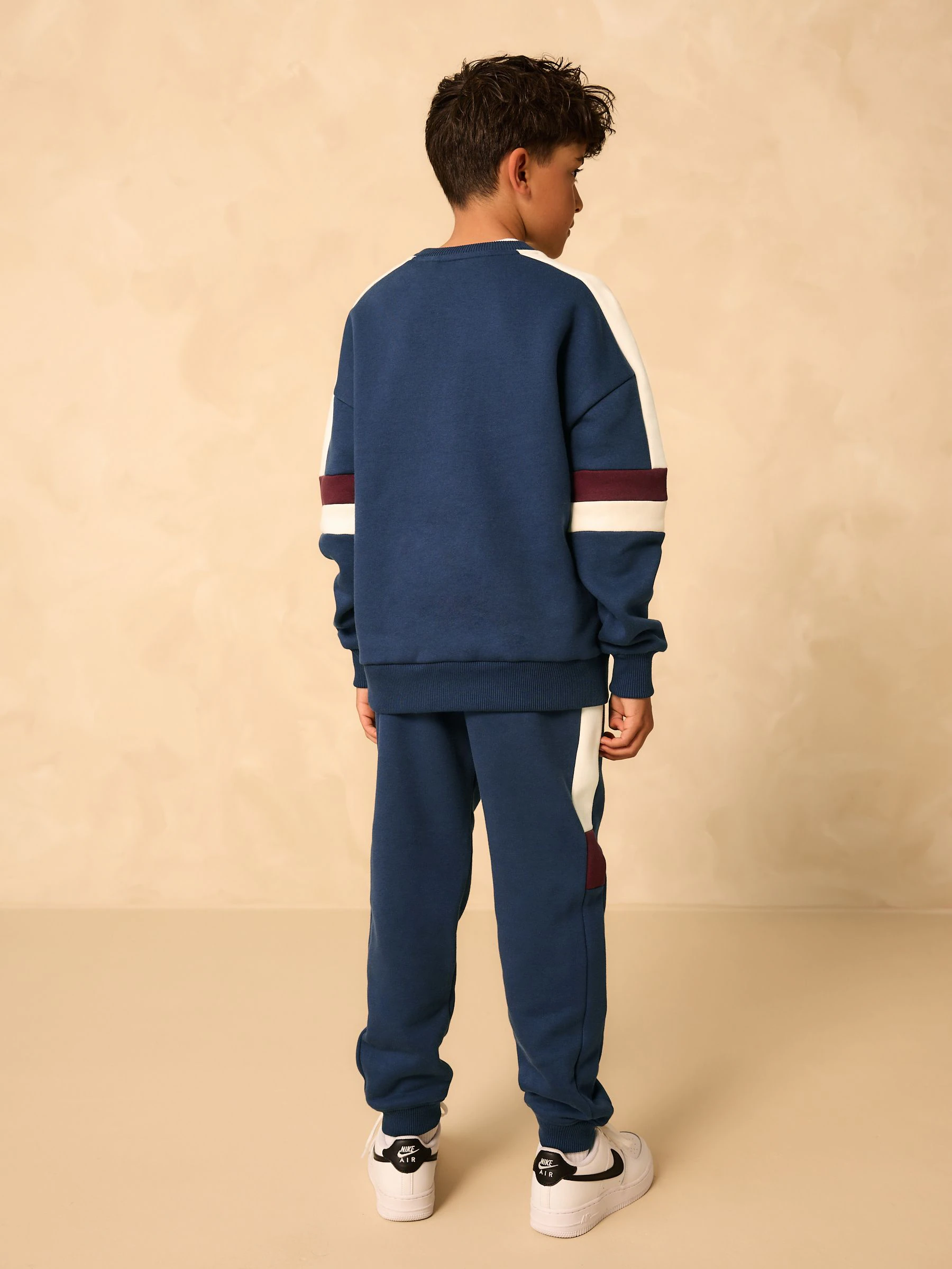 Marineblauw - Colourblock Crew Set