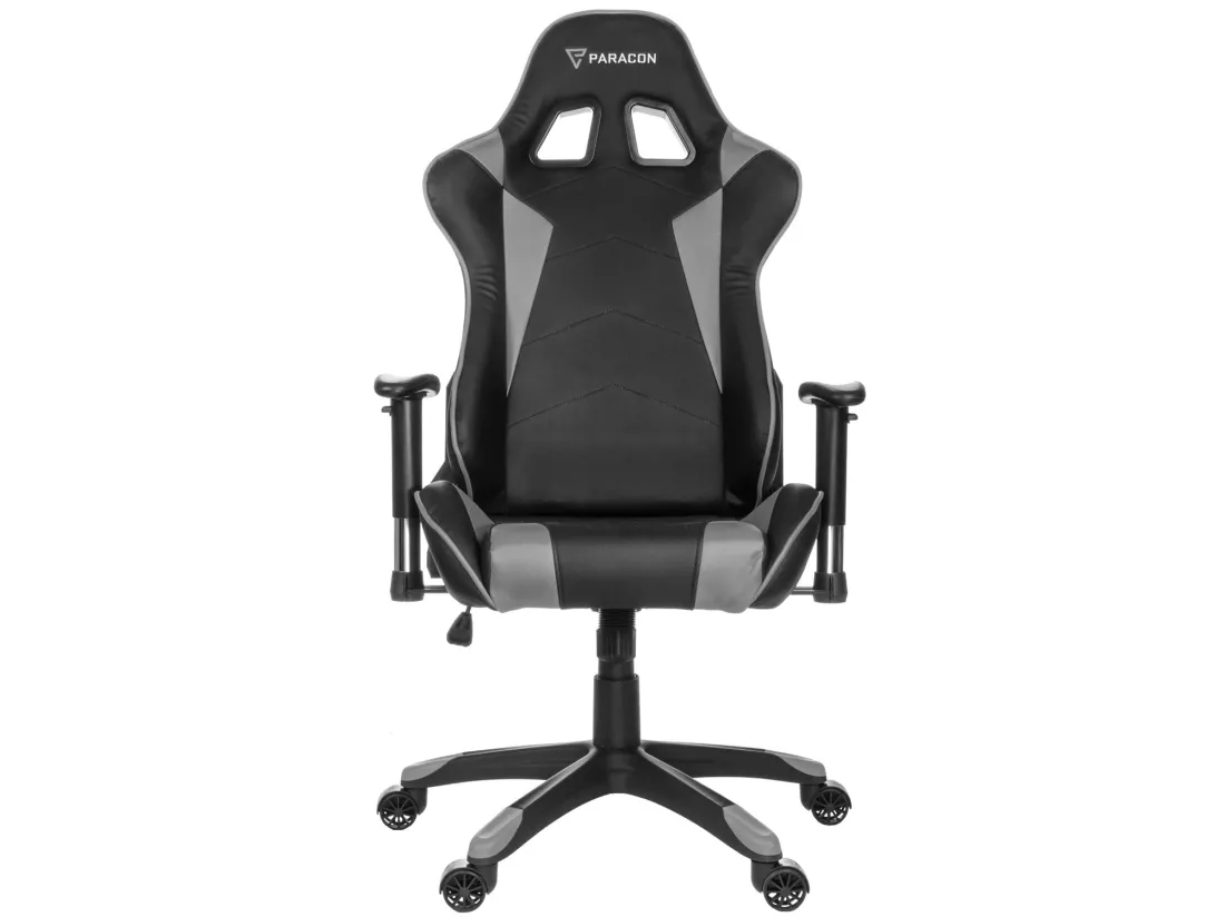Paracon Knight Fauteuil de gamer avec oreiller cervical et soutien lombaire, gris.