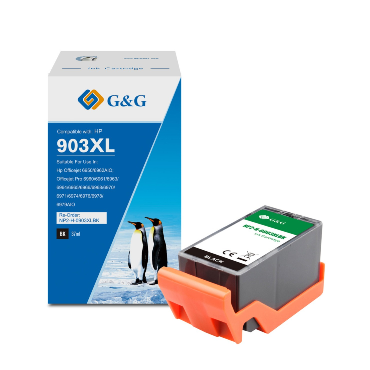 Ersetzt HP 903XL BK Druckerpatrone Printer Tintenpatrone (825 Seiten / 37ml) - Schwarz