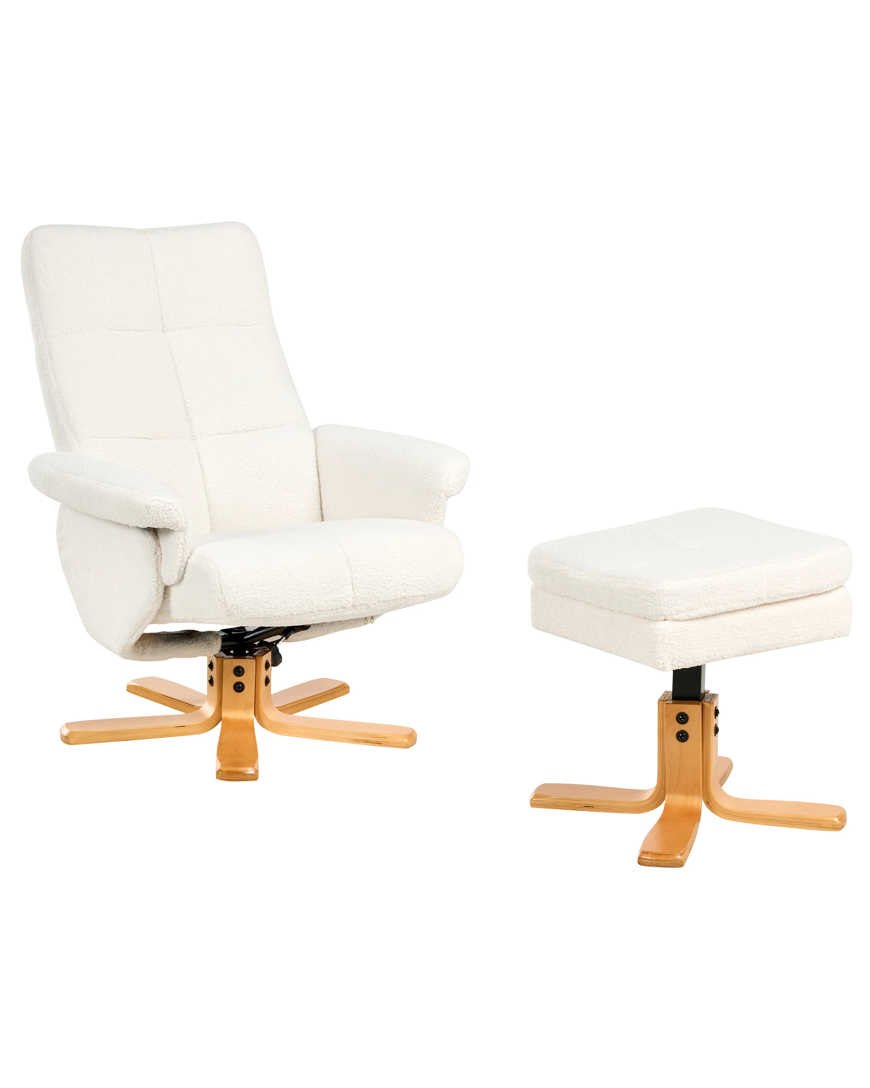 Relaxfauteuil EPSE met voetenbank Bouclé Gebroken wit