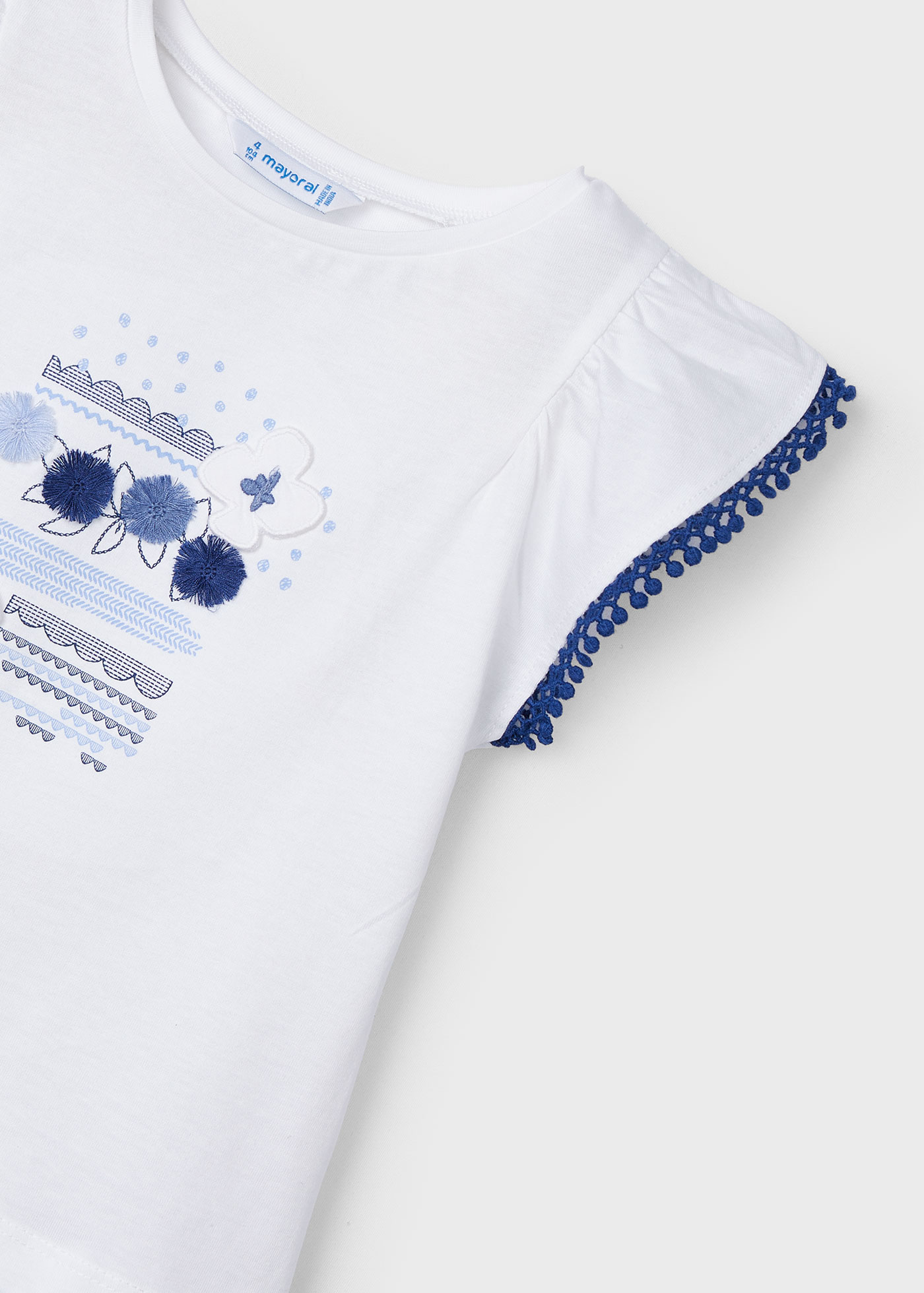 Camiseta Better Cotton com apliques para meninas, Branco-Jade