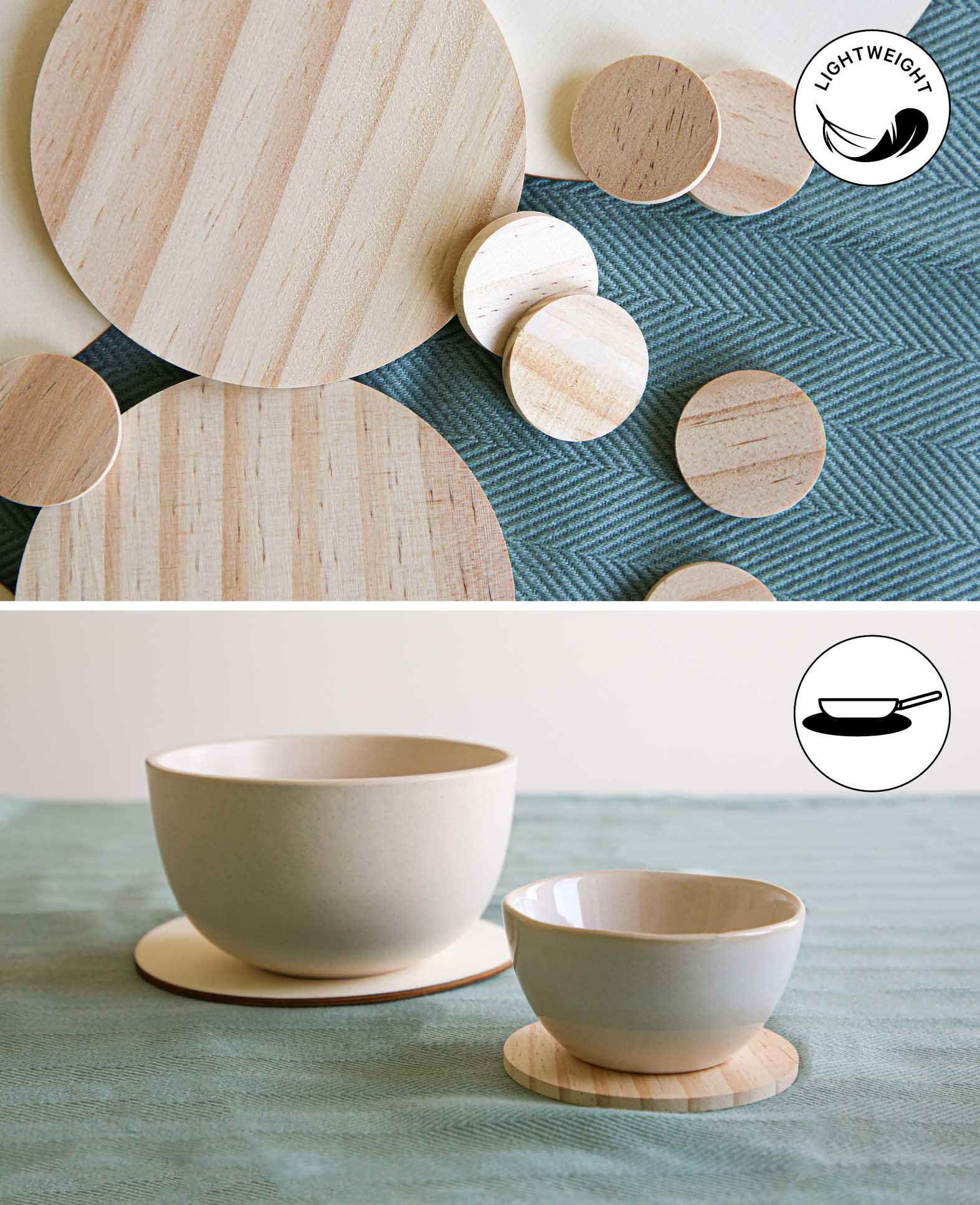 (4er Set) Kieferholz Holzscheiben für DIY / Dekorieren - Braun