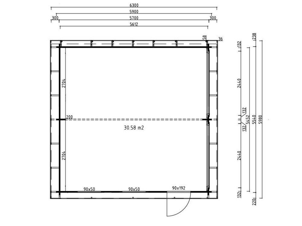 Garage bois 2 voitures chavagnac - epaisseur des murs : 44mm - portes bois - porte de service - fenêtres double vitrage