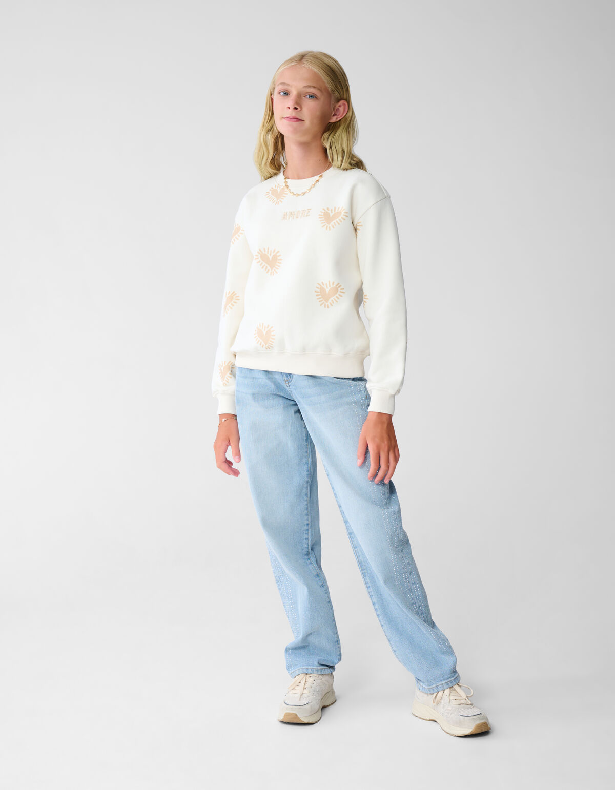 Amore Artwork Sweater Gebroken Wit