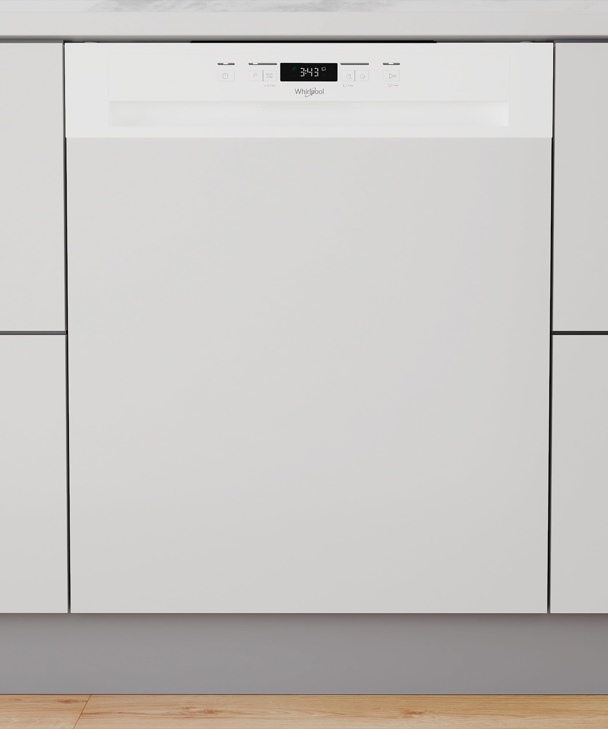 Lave vaisselle encastrable 60 cm Whirlpool WBC3C26 - Lave vaisselle integrable Bandeau blanc - Classe énergétique A++ / Affichage temps restant - Dépa
