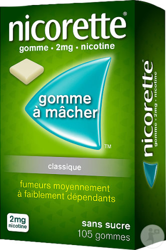 Nicorette 2mg Nicotine Gommes À Mâcher Classique Sans Sucre 105 Pièces