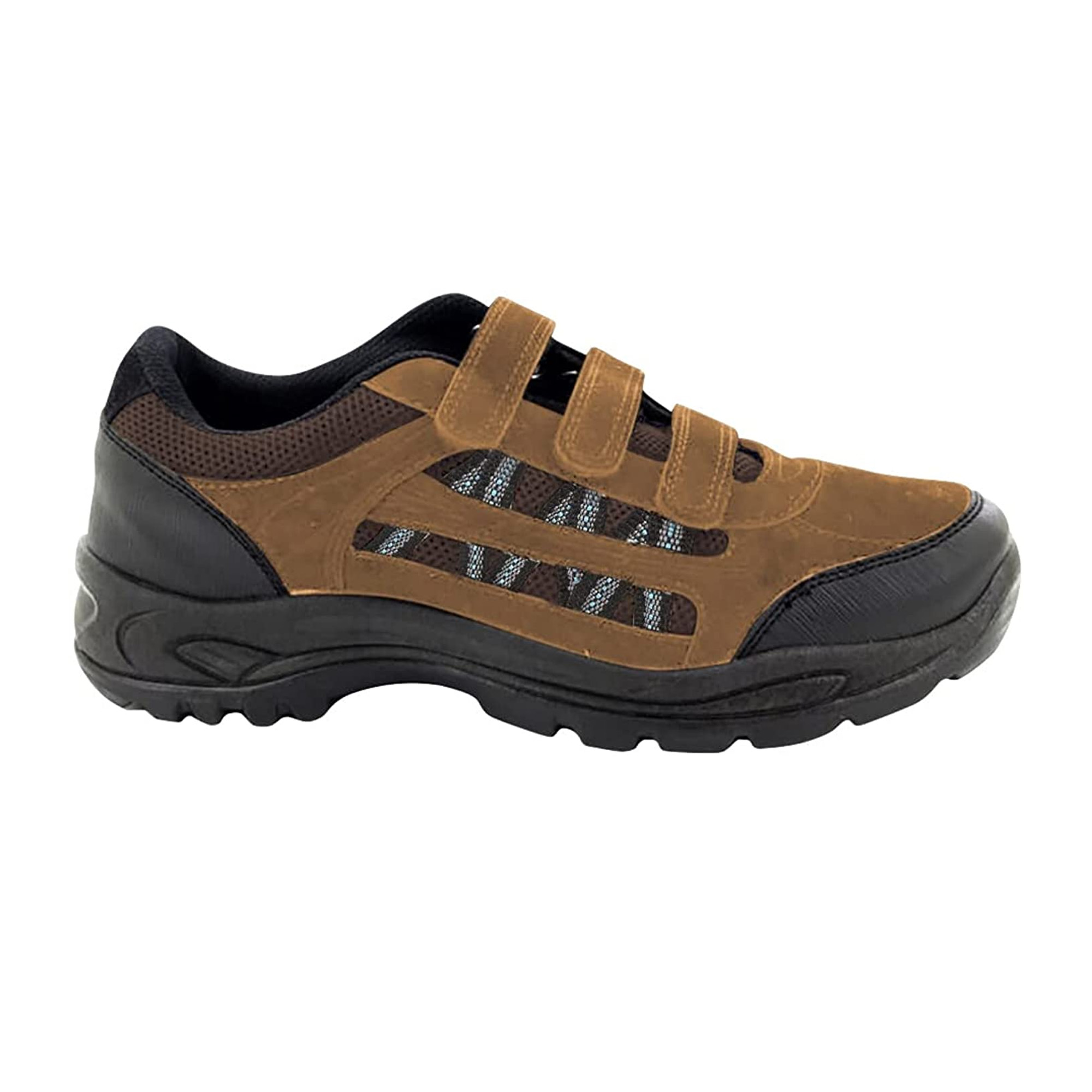 Botas de caminhada com fechamento triplo adesivo na sola.