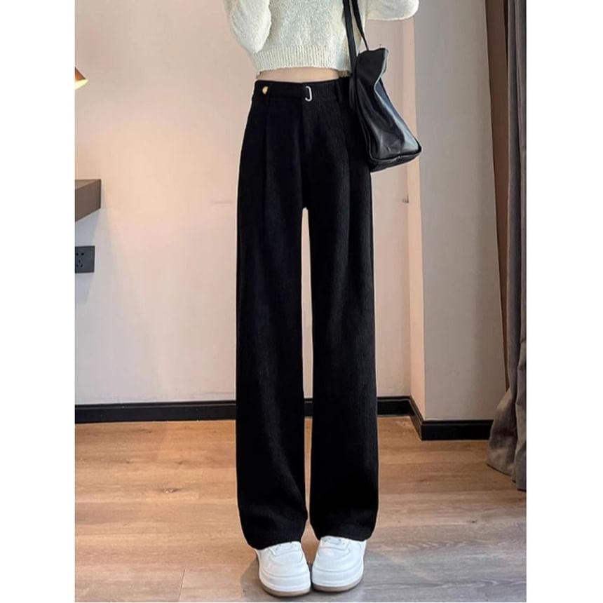 Dovitade - Hoge taille effen corduroy losse broek