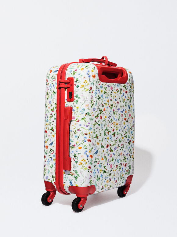 Maleta De Viaje Estampado Floral - Rojo
