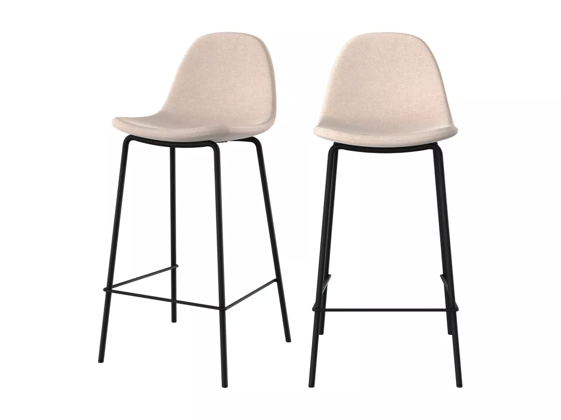 Lot de 2 chaises pour îlot central en tissu beige 65,5 cm - Henrik