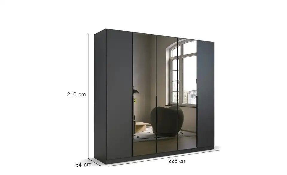 Drehtürenschrank Grau 226 cm 5 Stück