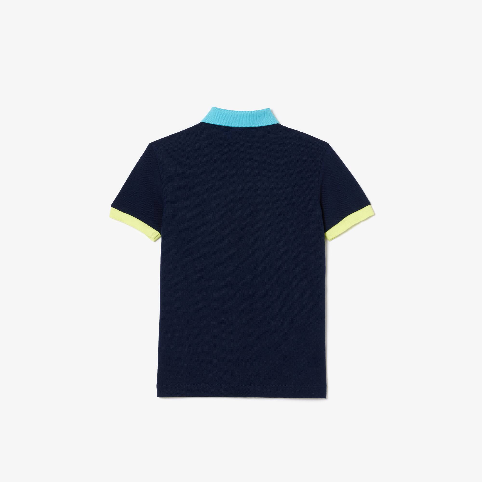 Poloshirt aus Baumwollpiqué mit Colourblock Poloshirts - Blau - Lacoste - Jungen