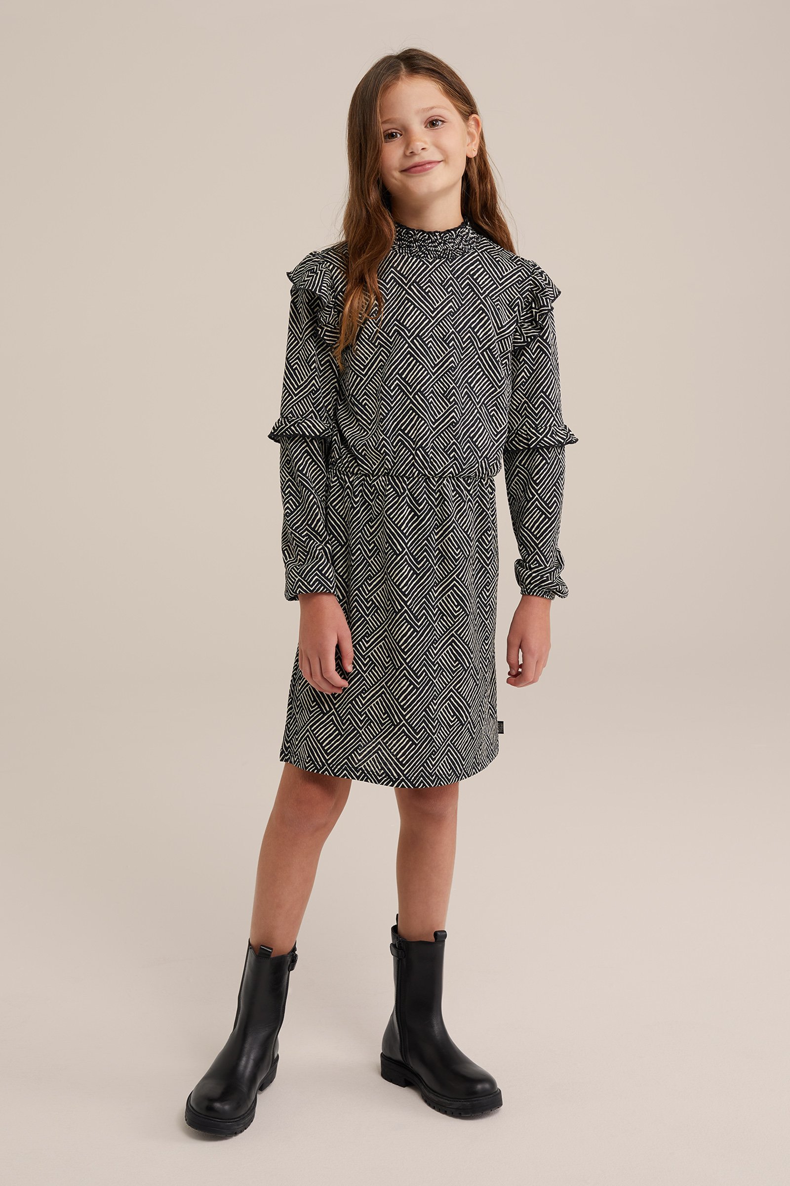 Meisjes jurk met dessin WE Fashion Zwart