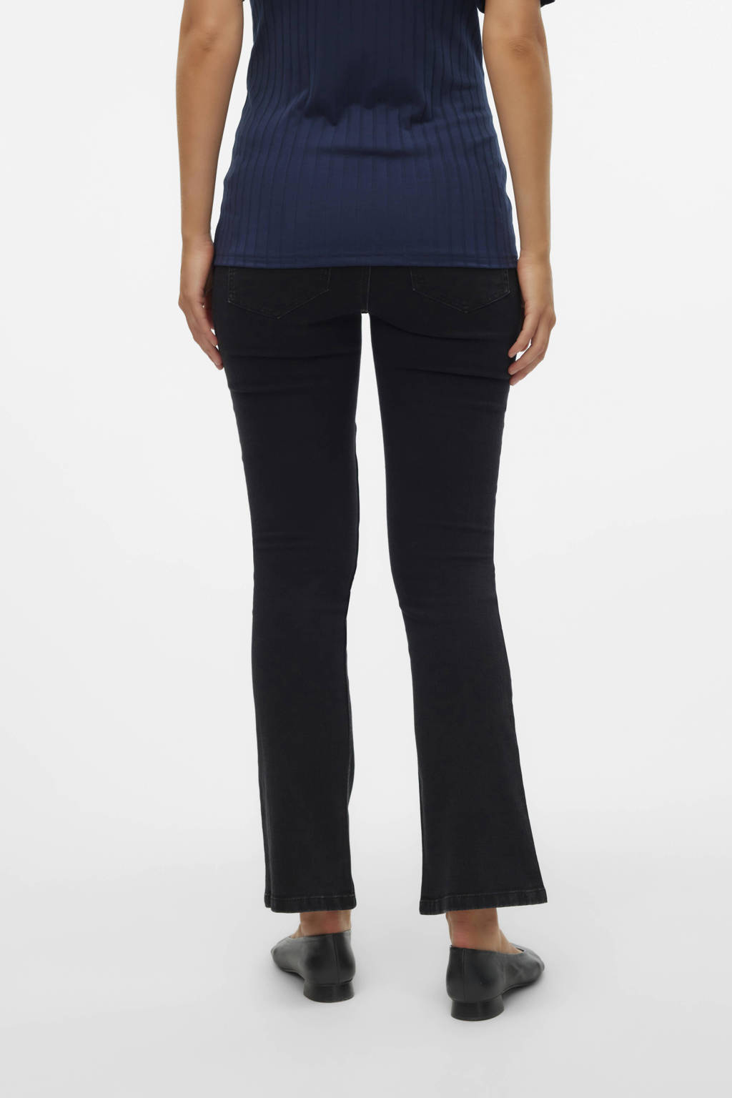 MAMALICIOUS high waist zwangerschaps flared jeans MLCILLE black denim