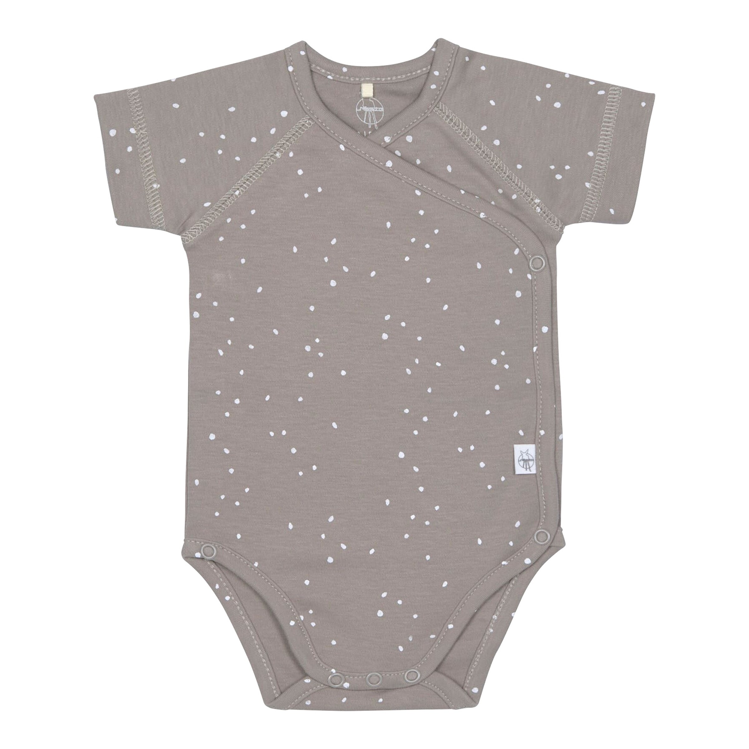 Lässig Body / Wickelbody kurzarm Punkte taupe