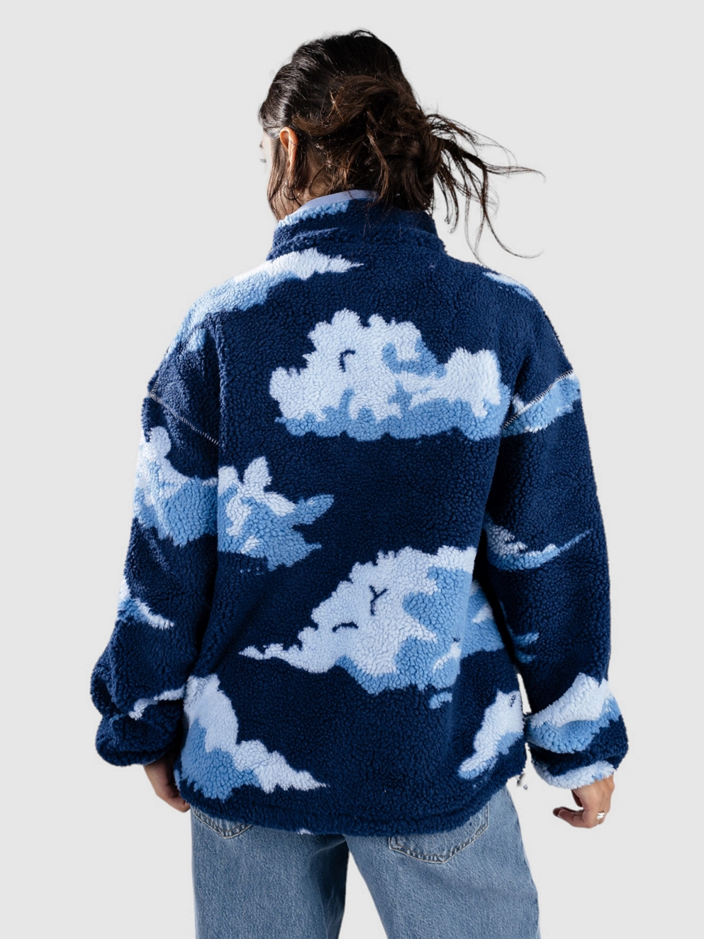 Blue Tomato Scenic Landscape Halfzip Fleece Jacket blue clouds