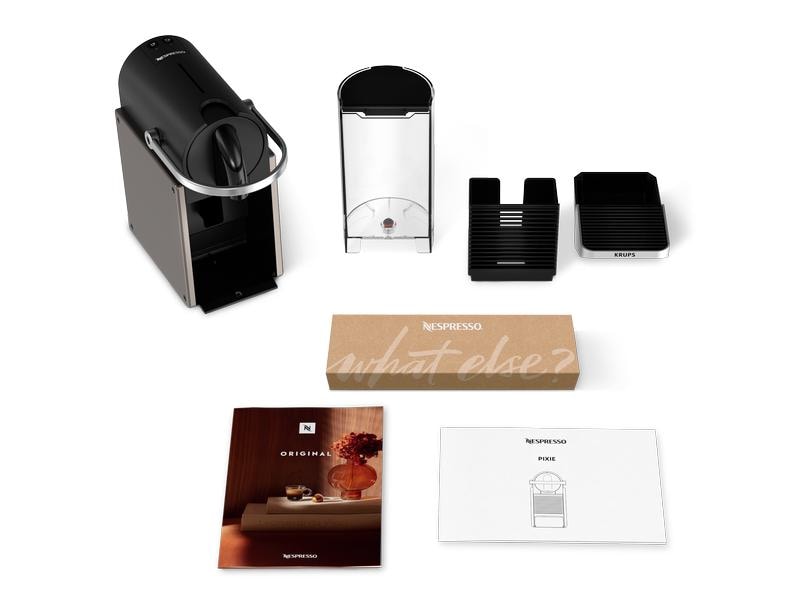 Krups Kaffeemaschine Nespresso Pixie XN306TCH Titan Elegante Kapselmaschine