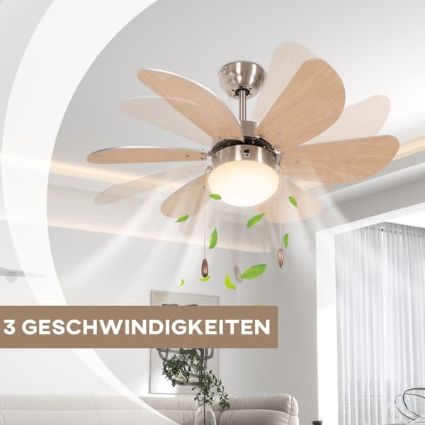 Takvifte Med Led-Belysning 16W Taklampe Med Viftehengelys 6 Vendbare Blader For Stuen Bøk