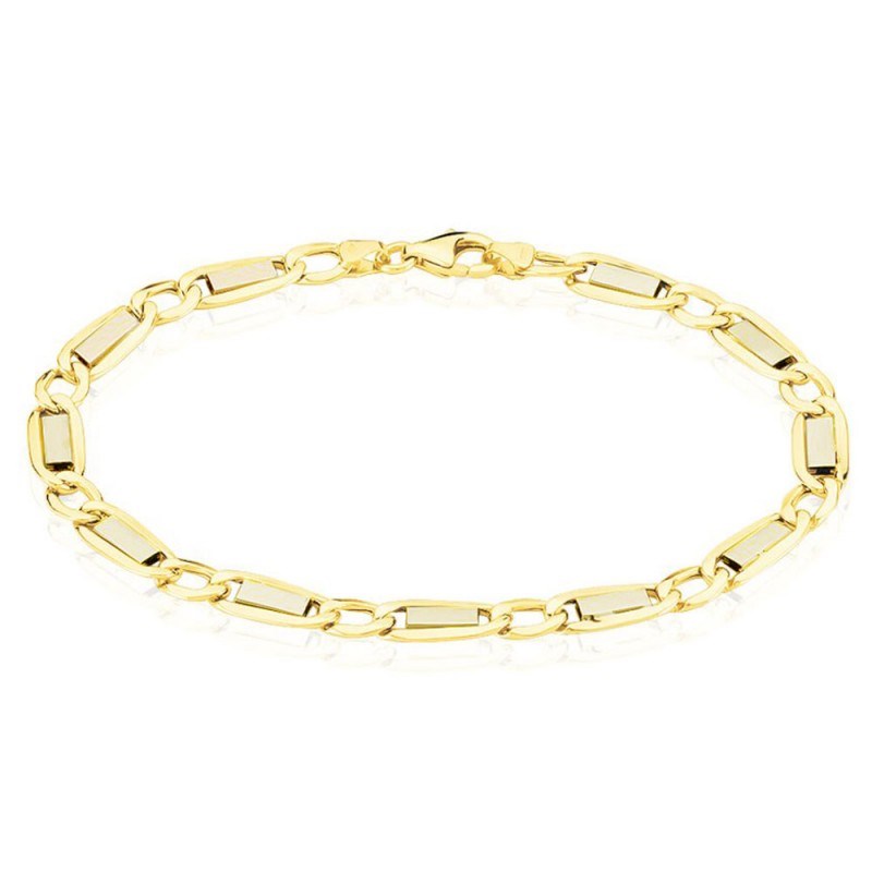 Bracelet Or Jaune Maille Alternée 1+1 - Homme