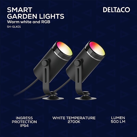 Deltaco Smart havelys startsæt - sort