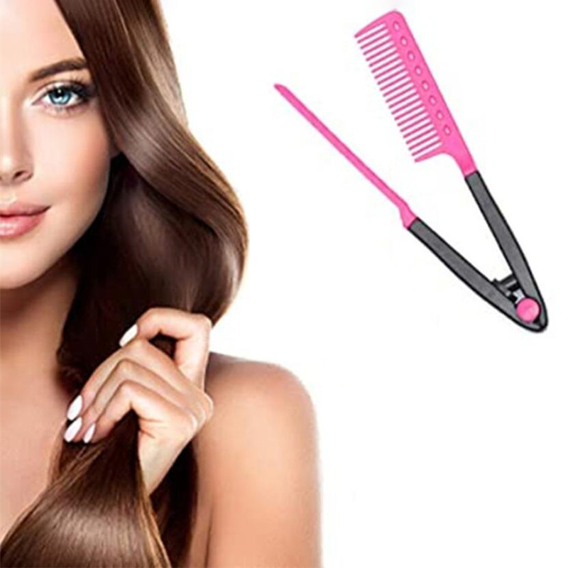 (24cm) Doppelseitiger Friseur Kamm Haar Styling Glättkamm - Pink / Schwarz