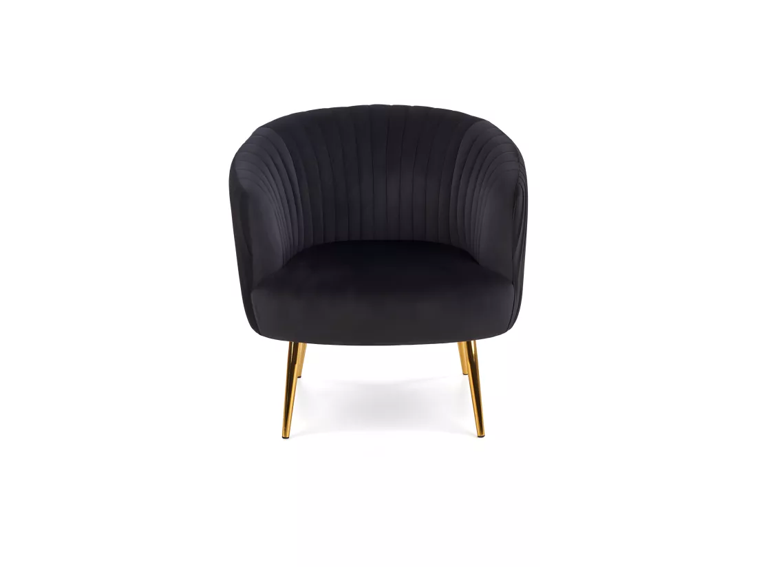 Fauteuil cabriolet en velours noir avec pieds en métal doré Power