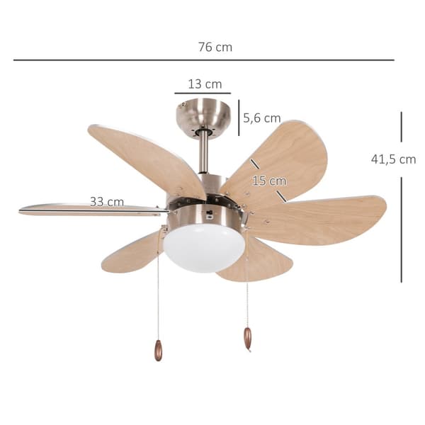 Takvifte Med Led-Belysning 16W Taklampe Med Viftehengelys 6 Vendbare Blader For Stuen Bøk