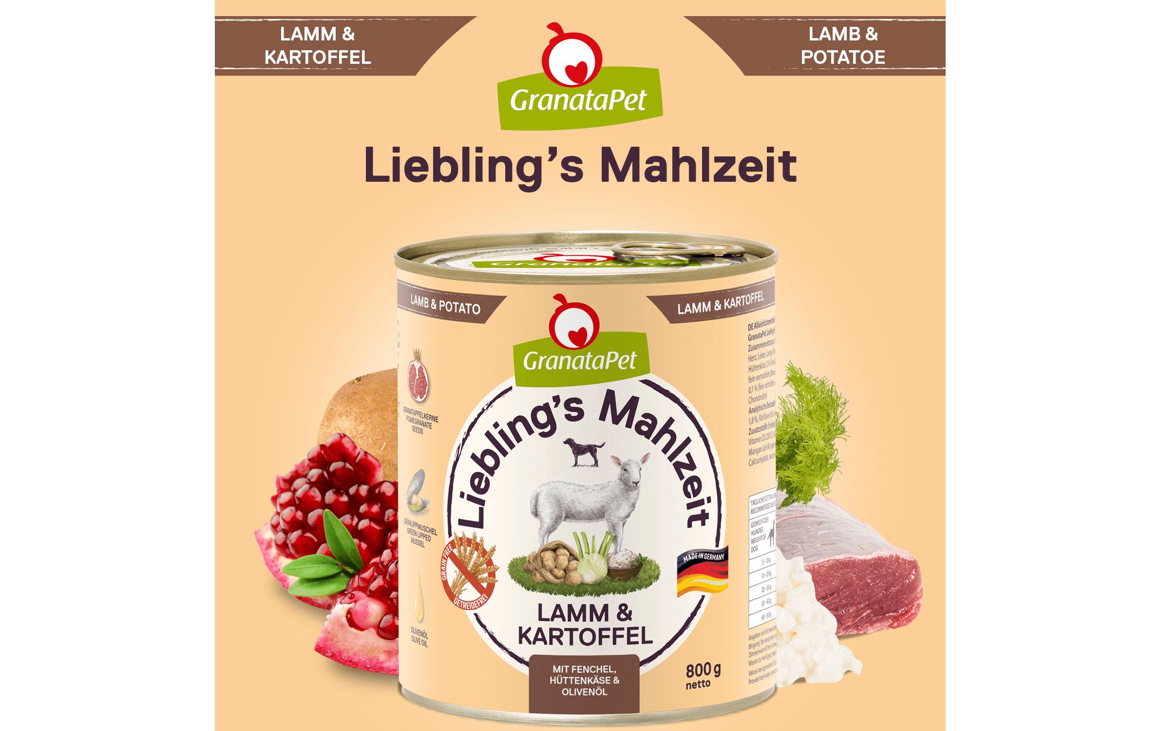 Nassfutter Liebling's Mahlzeit Lamm & Kartoffel 800 gAlleinfuttermittel für ausgewachsene Hunde