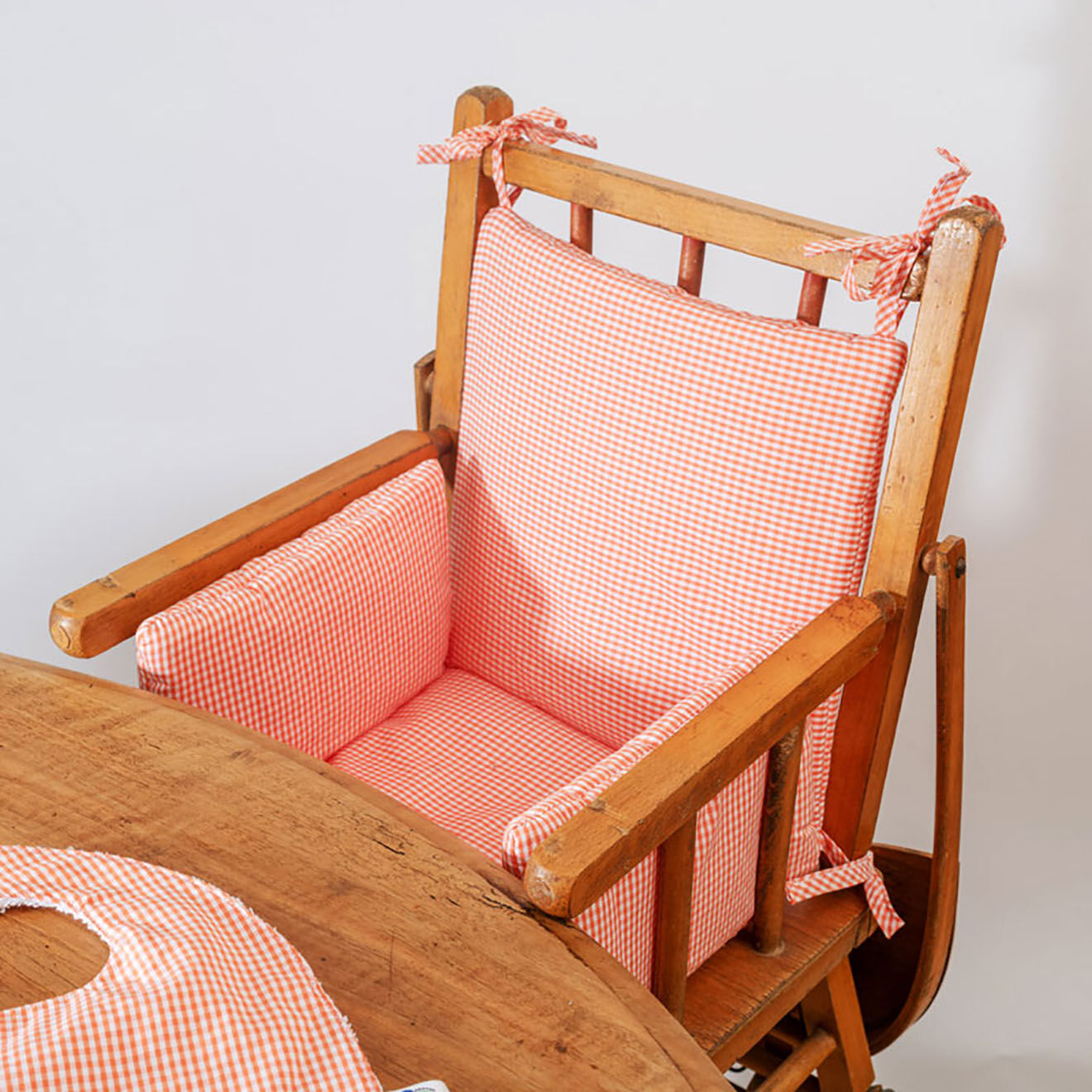 Papate Coussin de Chaise Haute en Coton Bio vichy - 31x16x27 cm