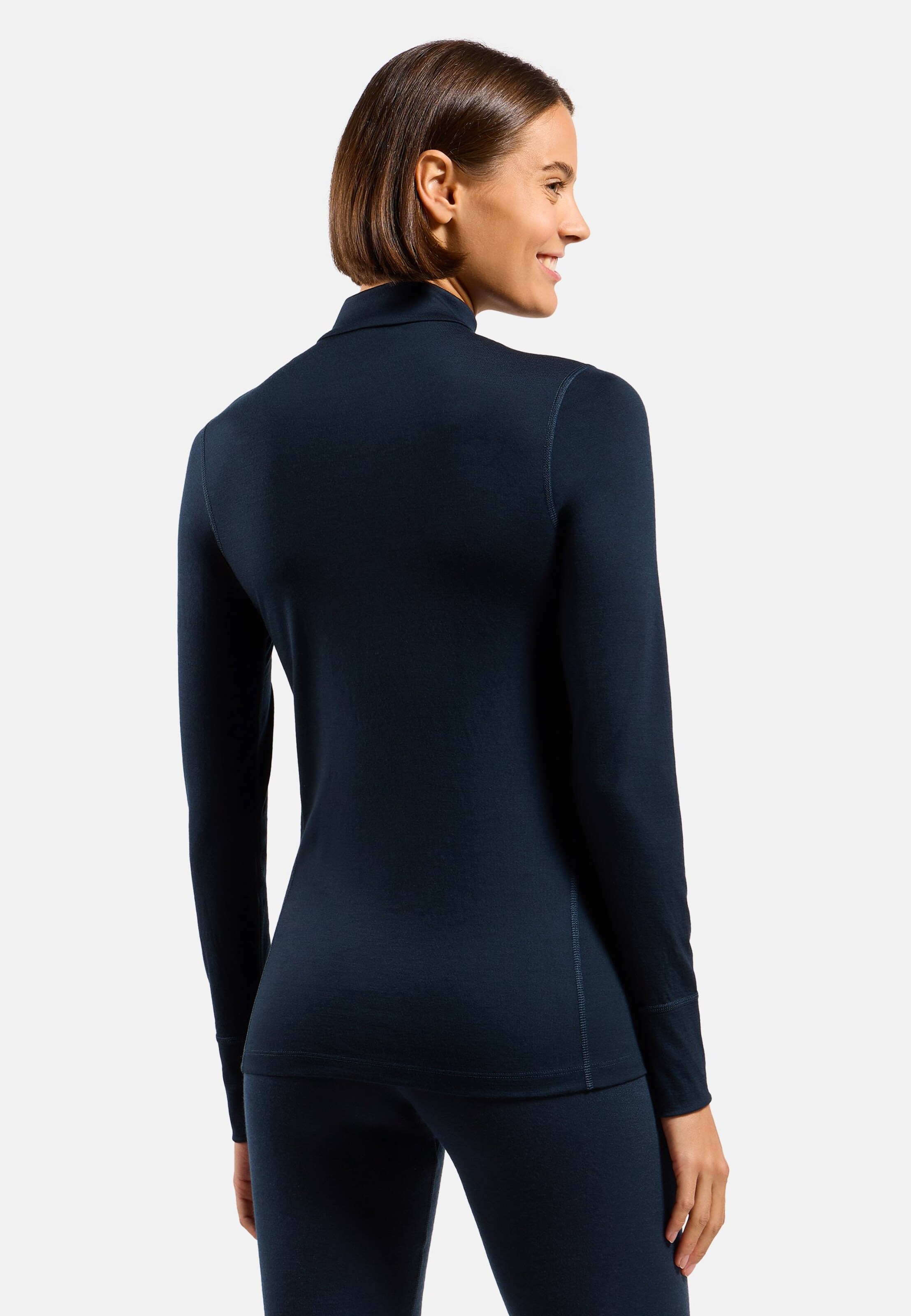 Natural Merino 200 Base Layer Half Zip in dark sapphire