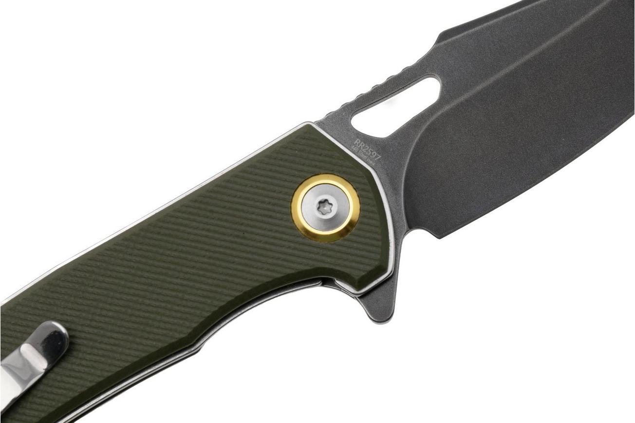 Rough Ryder RR2597 Blackwashed 440, Green Micarta, zakmes