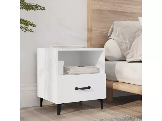Tables de chevet 2 pcs Blanc Bois d'ingénierie