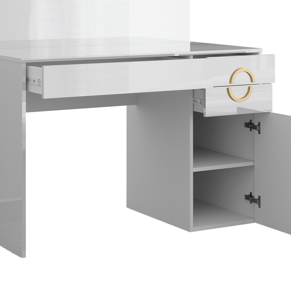 Vicco Schminktisch Adela Weiß Hochglanz, 115 x 76 cm mit Spiegel, Frisierkommode
