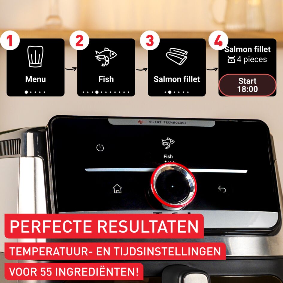 Easy Fry Smart & Silence XXL EY876D Stille air fryer met kijkvenster - Smart Assist - 7 L